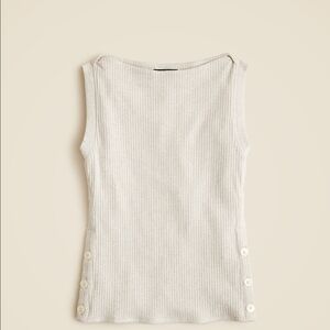 J. Crew Premium Side Button Ribbed Top In Heather Dove NWT